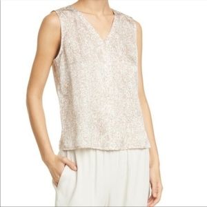 178.00 NWT EILEEN FISHER SILK V-NECK TOP BRAMBLE PRISM